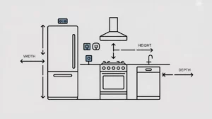 identify appliances and fixtures - how to measure kitchen cabinets